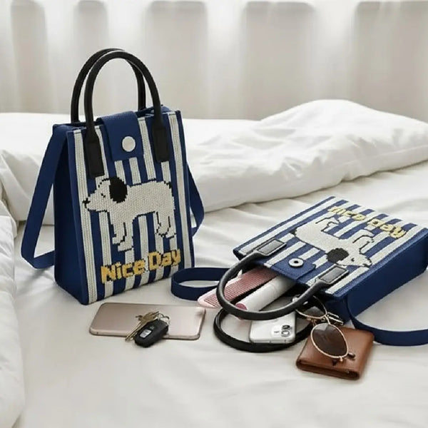 Cute Puppy Blue Vertical Style - Mini Crossbody Bag