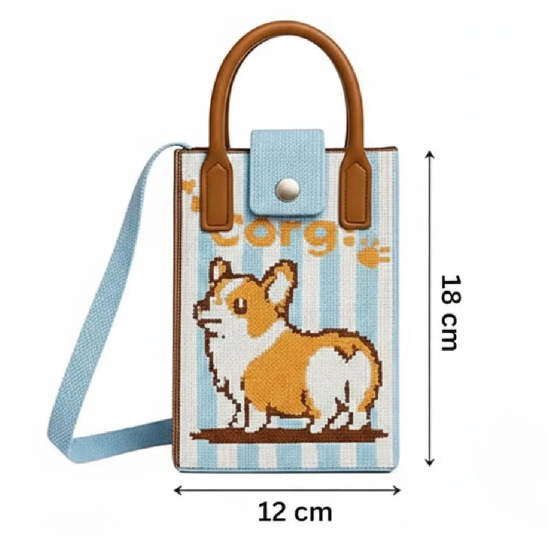 Corgi Print Woven Style - Mini Crossbody Bag