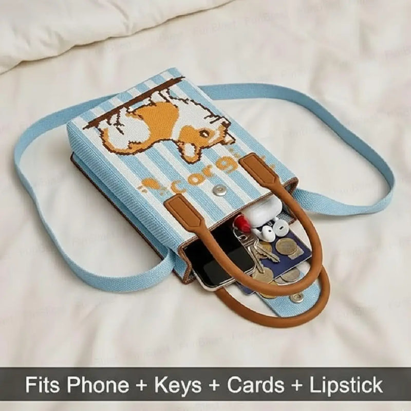 Corgi Print Woven Style - Mini Crossbody Bag
