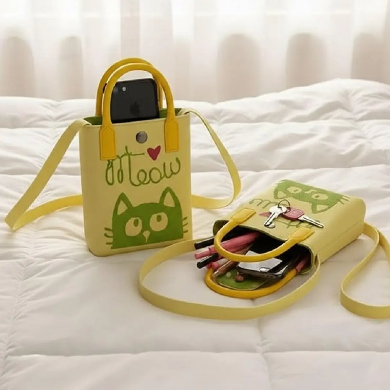 Meow Cat Woven Style - Mini Crossbody Bag