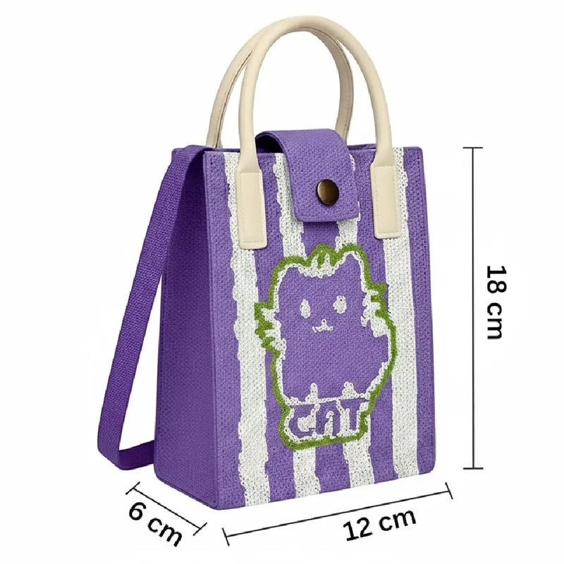 Vertical Purple Cat Style - Mini Crossbody Bag