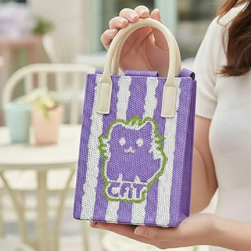 Vertical Purple Cat Style - Mini Crossbody Bag