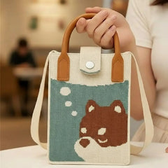 Brown Puppy Knit Style - Mini Crossbody Bag