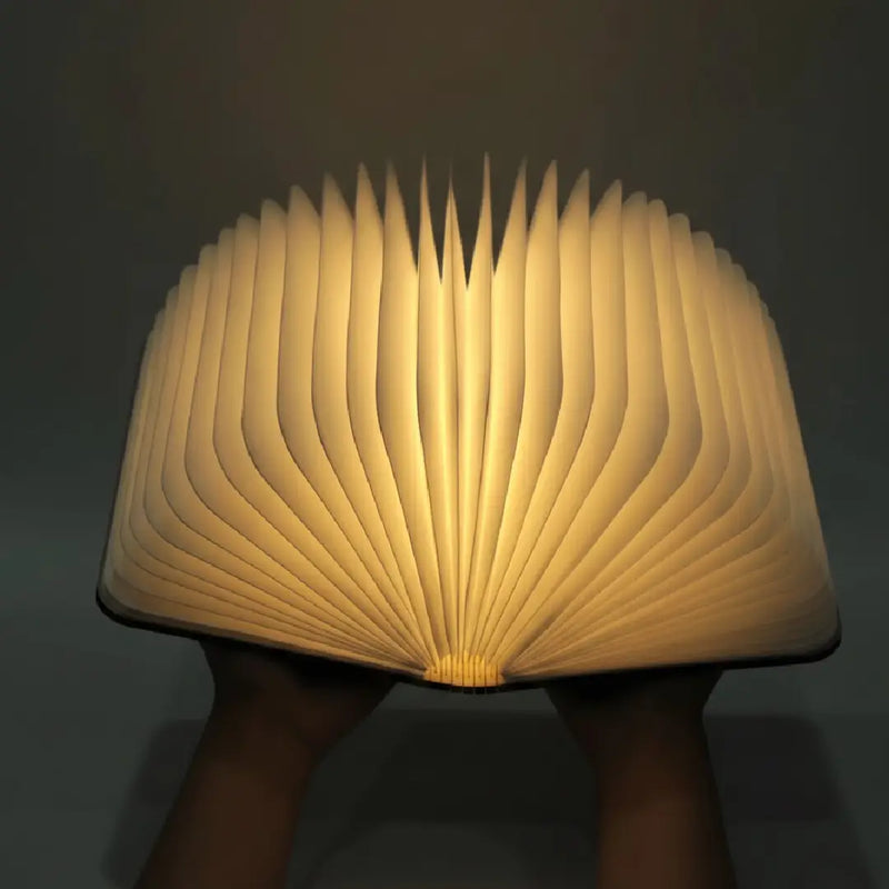 Wooden LED Foldable Book Lamp - Magnetic Portable Night Light