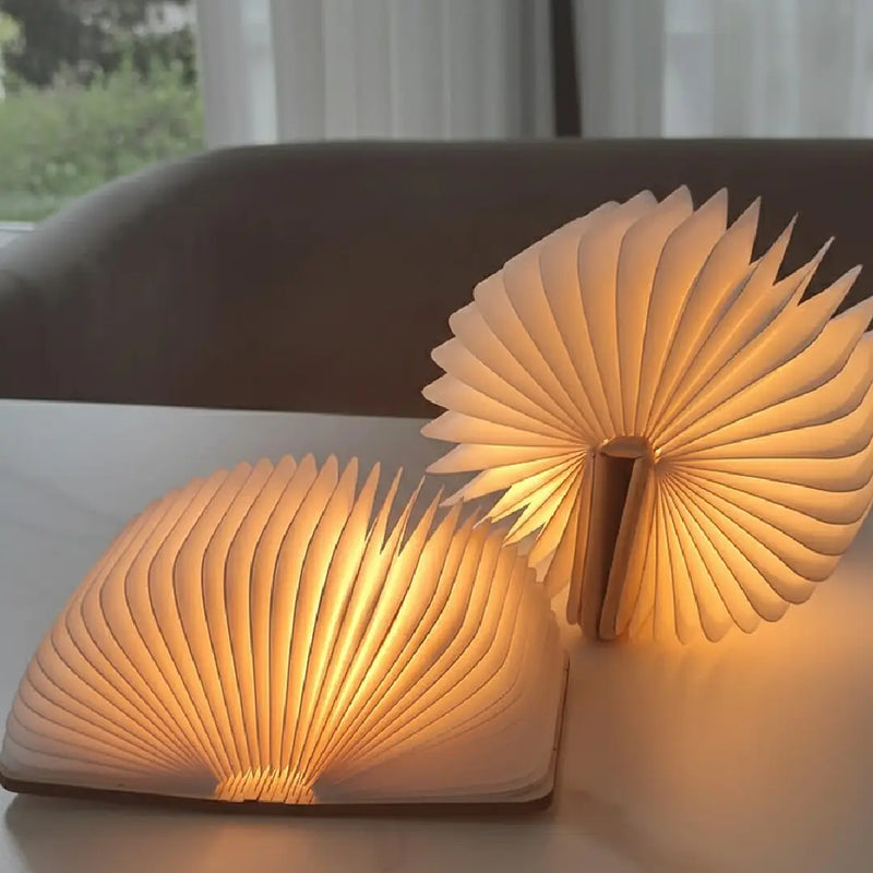 Wooden LED Foldable Book Lamp - Magnetic Portable Night Light