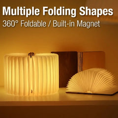 Wooden LED Foldable Book Lamp - Magnetic Portable Night Light