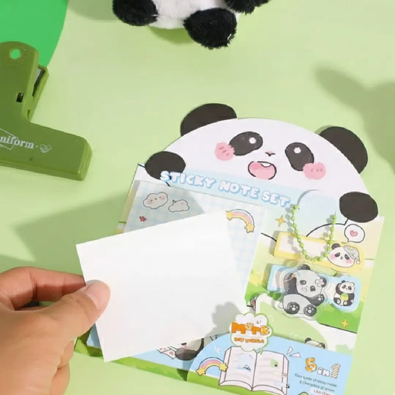 Cute Panda Sticky Notes Set with Acrylic Charm