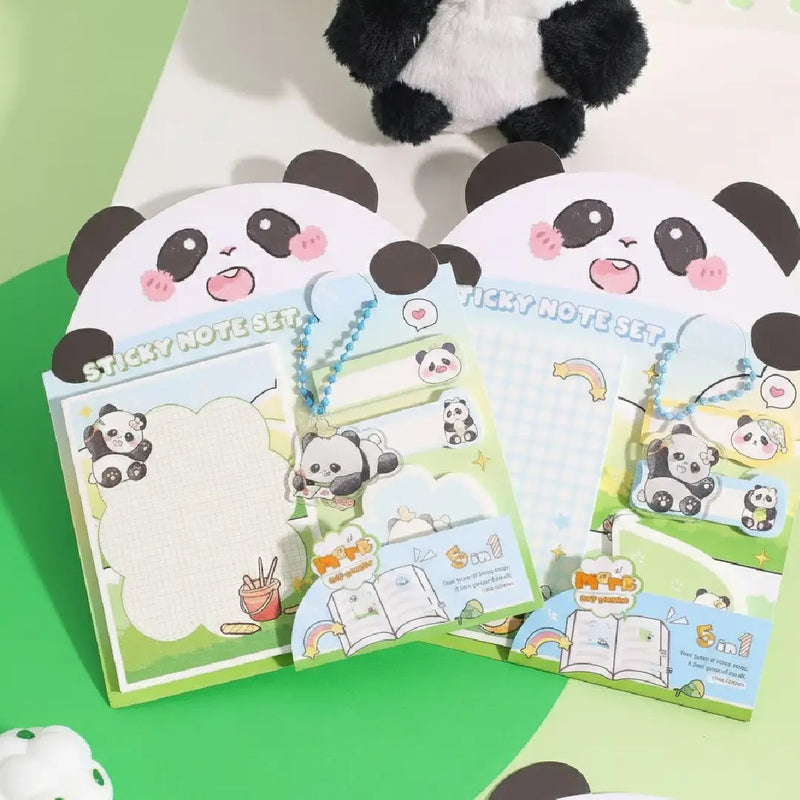 Cute Panda Sticky Notes Set with Acrylic Charm