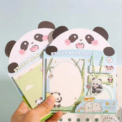 Cute Panda Sticky Notes Set with Acrylic Charm