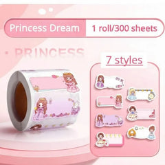 Kawaii Name Label Stickers Roll Cute Design (300 Pcs Per Roll)