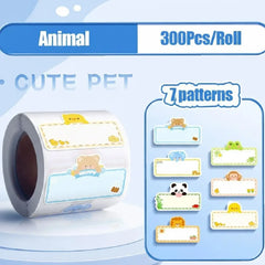 Kawaii Name Label Stickers Roll Cute Design (300 Pcs Per Roll)