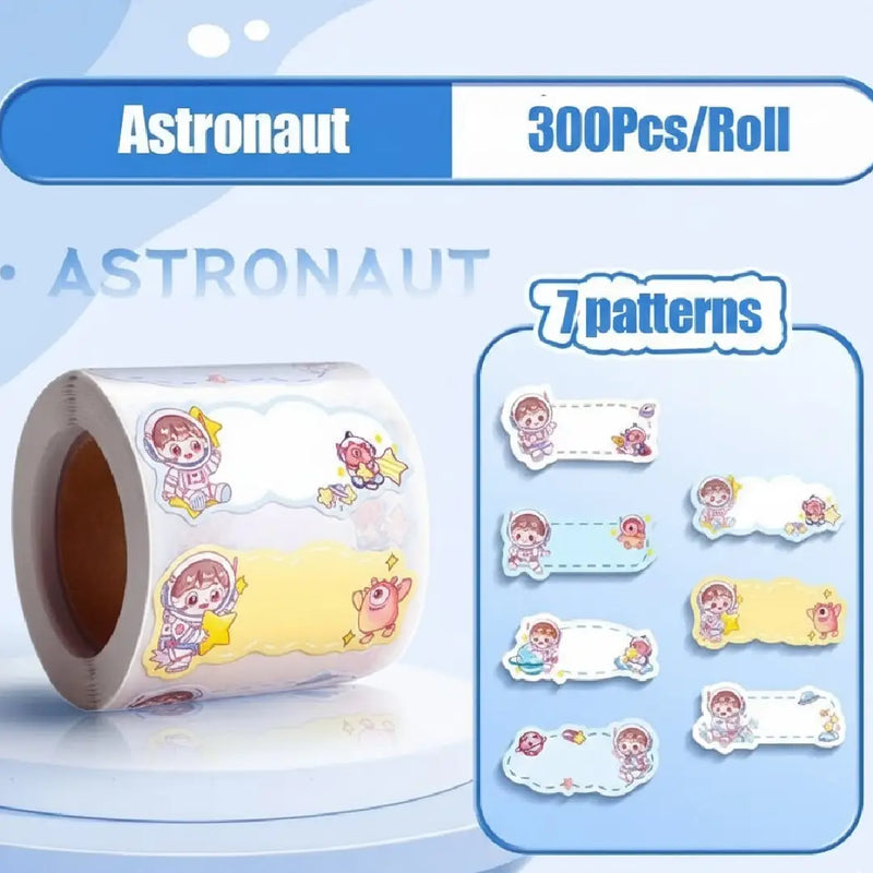Kawaii Name Label Stickers Roll Cute Design (300 Pcs Per Roll)