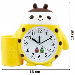 Ladybug Table Alarm Clock with Pen Holder -Yellow