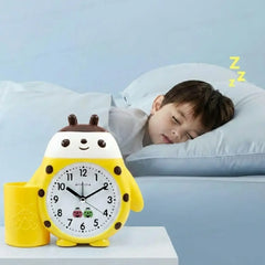Ladybug Table Alarm Clock with Pen Holder -Yellow
