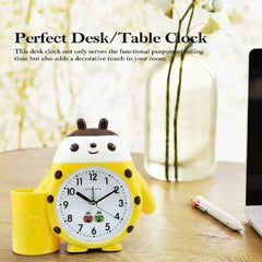 Ladybug Table Alarm Clock with Pen Holder -Yellow