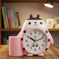 Ladybug Table Alarm Clock with Pen Holder -Pink