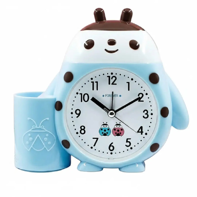 Ladybug Table Alarm Clock with Pen Holder -Blue