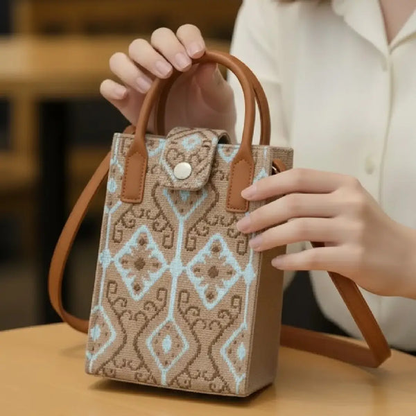 Handwoven Geometric Style - Mini Crossbody Bag