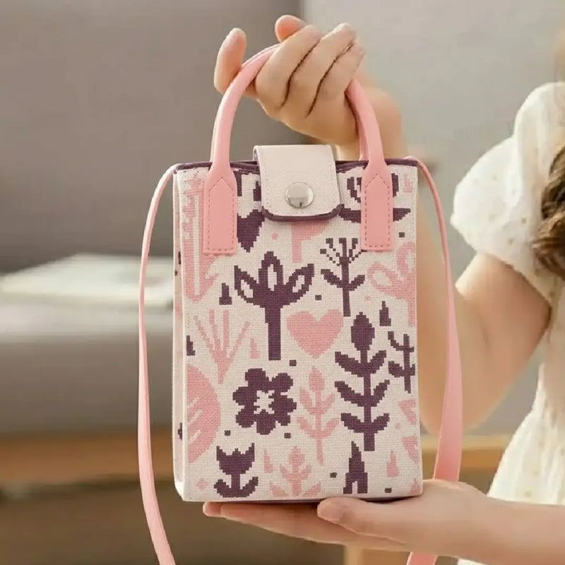Blush Botanical Woven Style - Mini Crossbody Bag