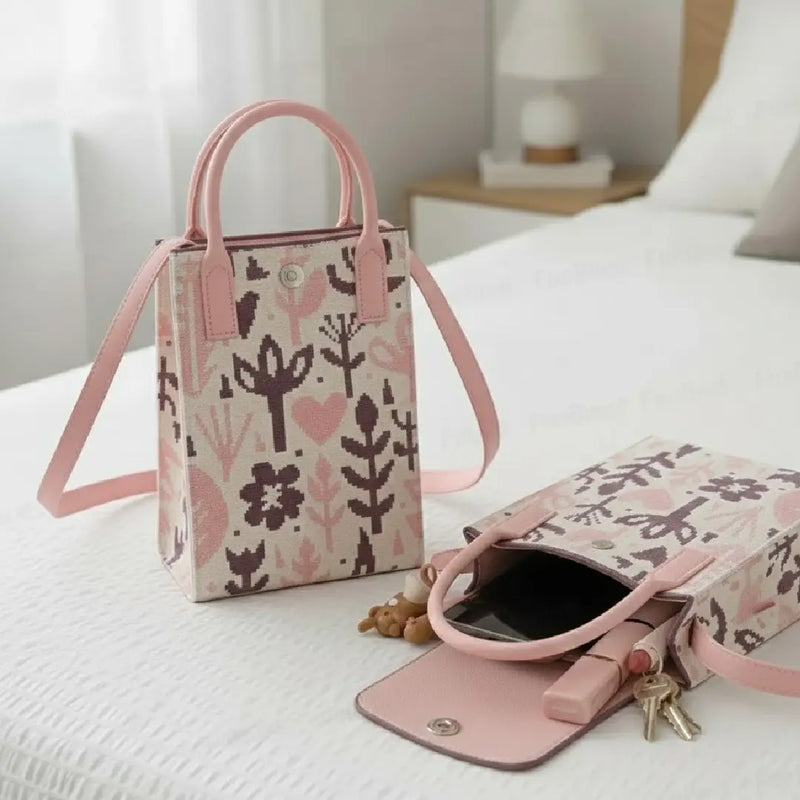 Blush Botanical Woven Style - Mini Crossbody Bag