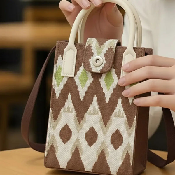 Compact Woven Pattern Style - Mini Crossbody Bag