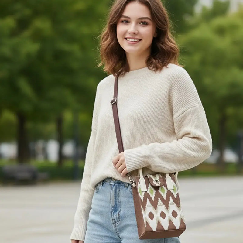 Compact Woven Pattern Style - Mini Crossbody Bag