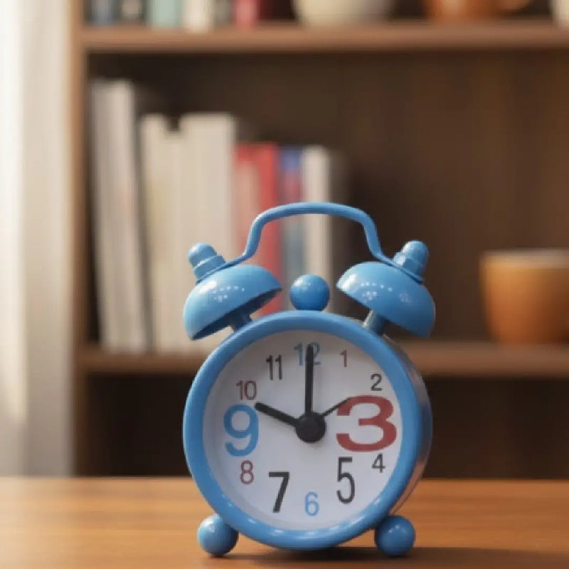 Tiny Cute Retro Twin Bell Alarm Clock – Blue