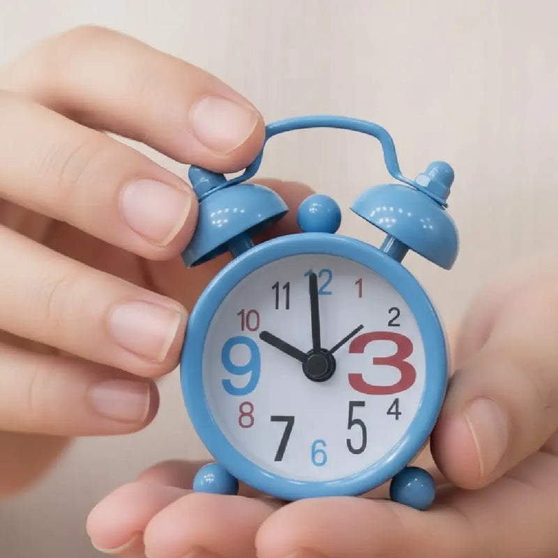 Tiny Cute Retro Twin Bell Alarm Clock – Blue