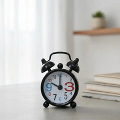 Tiny Cute Retro Twin Bell Alarm Clock – Black