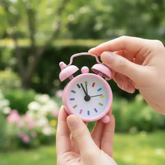 Tiny Vintage-Inspired Twin Bell Alarm Clock - Pink