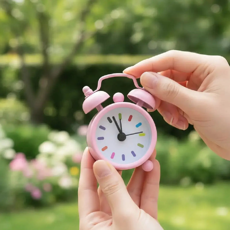 Tiny Vintage-Inspired Twin Bell Alarm Clock - Pink