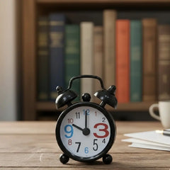 Tiny Cute Retro Twin Bell Alarm Clock – Black