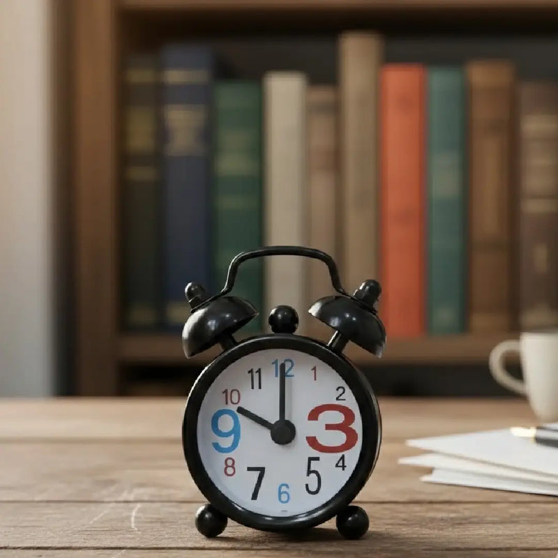 Tiny Cute Retro Twin Bell Alarm Clock – Black