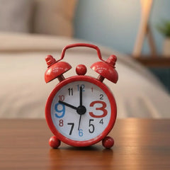 Tiny Cute Retro Twin Bell Alarm Clock – Red