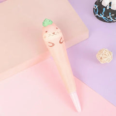 Peach Cat Squishy Gel Pen Cute Desk Accessory