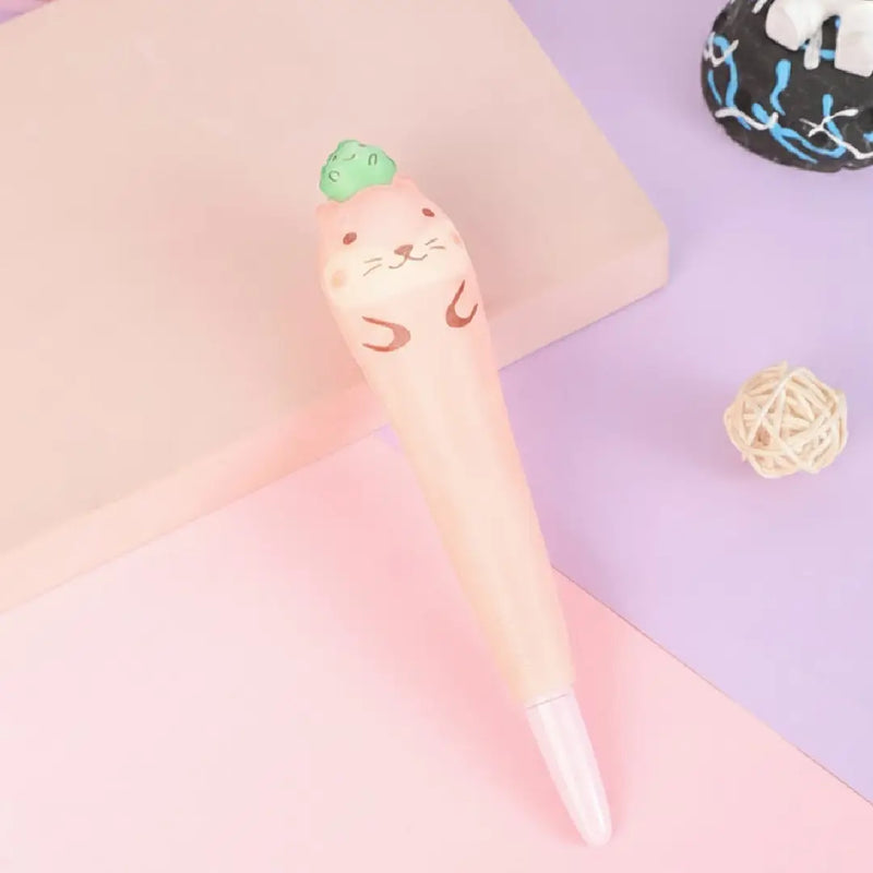 Peach Cat Squishy Gel Pen Cute Desk Accessory