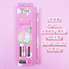 Kawaii Fruit Series: 6-Piece Decorative HB Pencil Set
