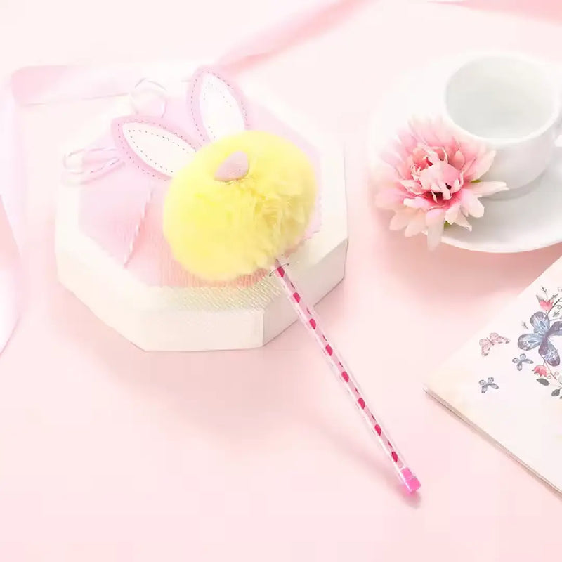 Adorable Plush Bunny Ears Pom Pom Pen Kawaii Style