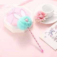 Adorable Plush Bunny Ears Pom Pom Pen Kawaii Style