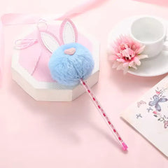 Adorable Plush Bunny Ears Pom Pom Pen Kawaii Style