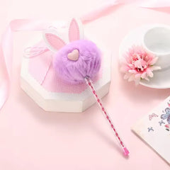 Adorable Plush Bunny Ears Pom Pom Pen Kawaii Style