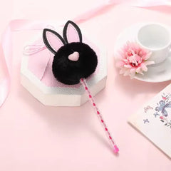 Adorable Plush Bunny Ears Pom Pom Pen Kawaii Style