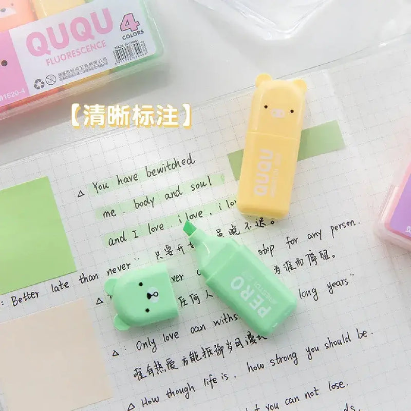 Cute Bear 6-Color Bear Shaped Mini Highlighter Set