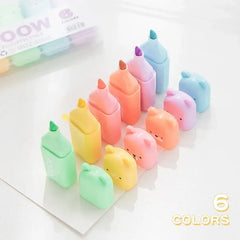 Cute Bear 6-Color Bear Shaped Mini Highlighter Set