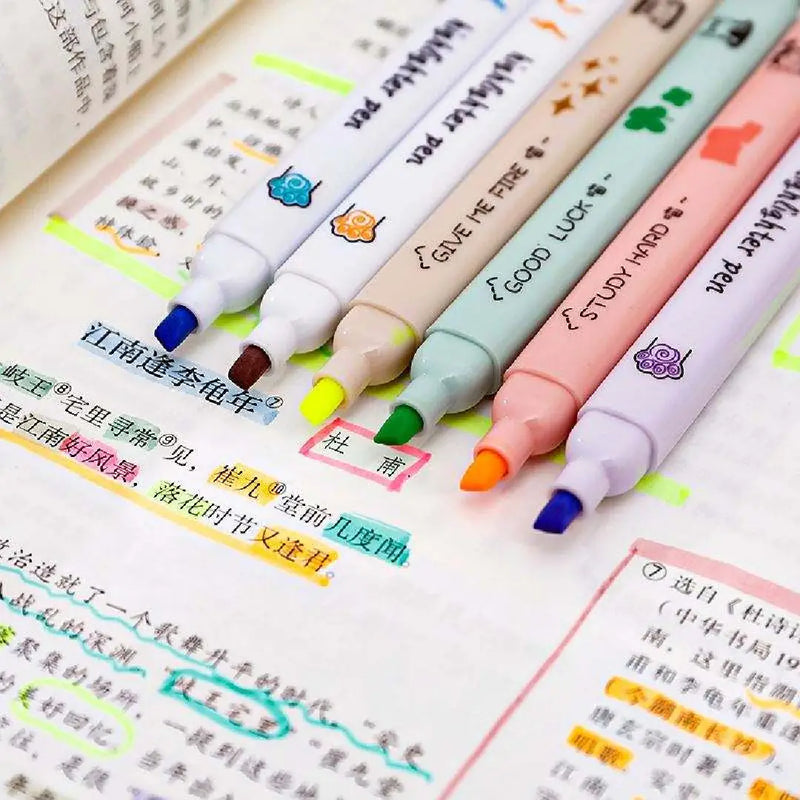 Cute Cat Paw Pastel Highlighter 6-Piece Set