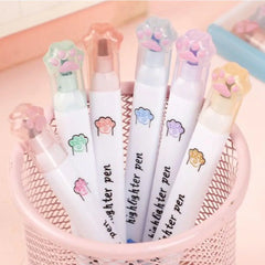 Cute Cat Paw Pastel Highlighter 6-Piece Set