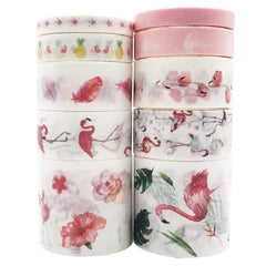 Tropical Flamingo Washi Tape 10 Rolls of Decorative Collection Set