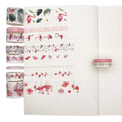 Tropical Flamingo Washi Tape 10 Rolls of Decorative Collection Set