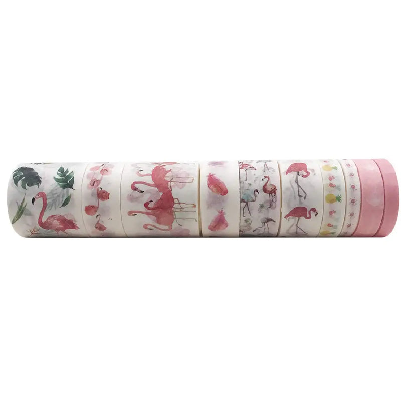 Tropical Flamingo Washi Tape 10 Rolls of Decorative Collection Set