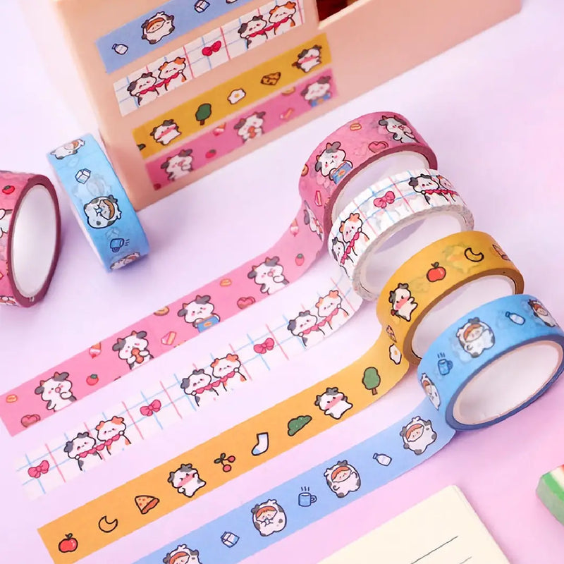 Moo-dy & Cute: Pastel Cartoon Cow Washi Tape